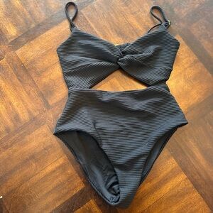 L*Space Black Twist Front One Piece Swimsuit